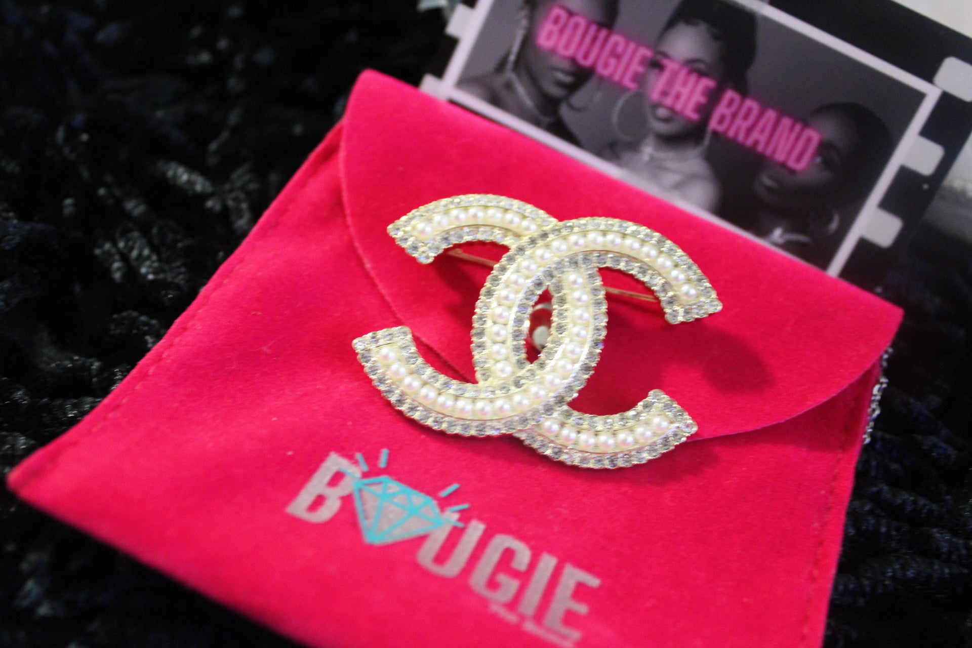 authentic chanel brooch pink